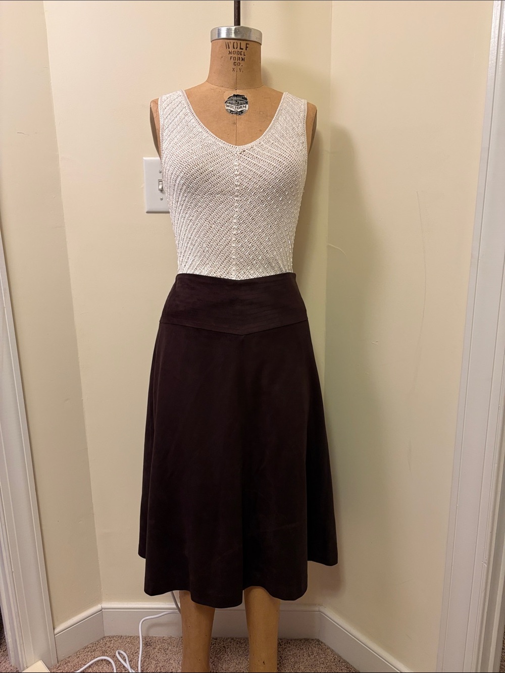 Classic A-Line Brown Midi Skirt